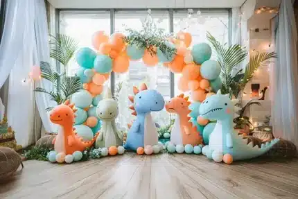 خلفية تصوير عالم الديناصورات المرحة – Fun Dino World Photography Backdrop