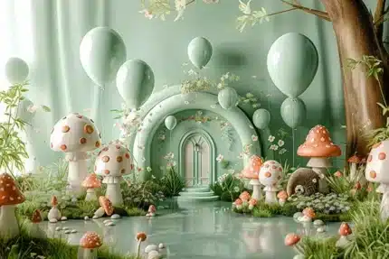 خلفية تصوير بوابة الغابة السحرية – Enchanted Forest Gate Photography Backdrop