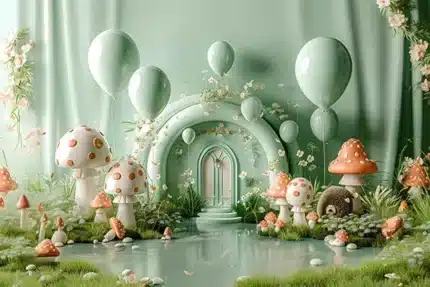 خلفية تصوير بوابة الغابة السحرية – Enchanted Forest Gate Photography Backdrop