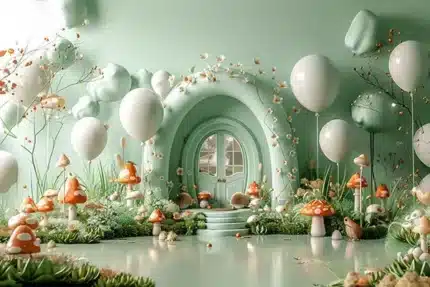 خلفية تصوير بوابة الغابة السحرية – Enchanted Forest Gate Photography Backdrop