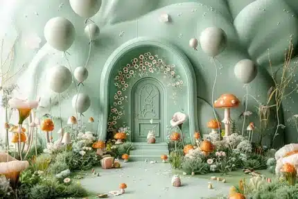 خلفية تصوير بوابة الغابة السحرية – Enchanted Forest Gate Photography Backdrop