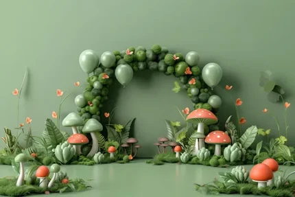خلفية تصوير الغابة والفطر – Forest & Mushrooms Photography Backdrop