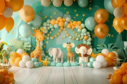 خلفية تصوير حيوانات الغابة – Jungle Animals Photography Backdrop