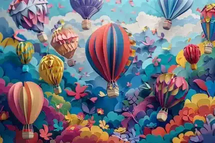 خلفية تصوير المناطيد الملونة – Colorful Hot Air Balloons Backdrop