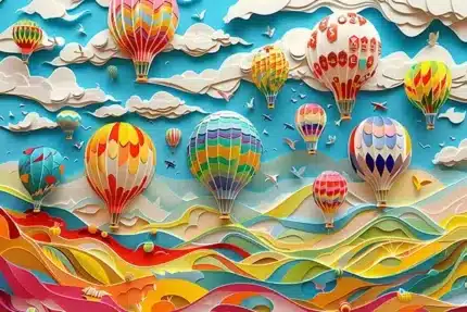 خلفية تصوير المناطيد الملونة – Colorful Hot Air Balloons Backdrop