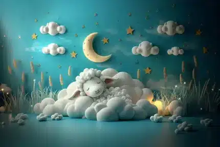 خلفية تصوير الخروف النائم – Sleeping Sheep Photography Backdrop