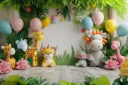 خلفية تصوير حيوانات الغابة – Jungle Animals Photography Backdrop