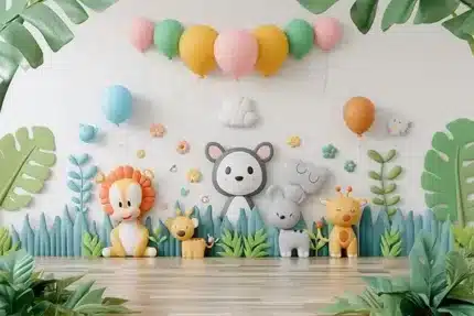 خلفية تصوير حيوانات الغابة – Jungle Animals Photography Backdrop