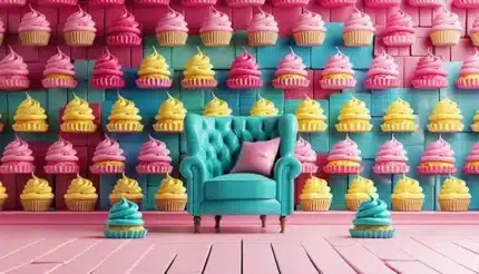 خلفية تصوير كب كيك ملون – Colorful Cupcake Backdrop