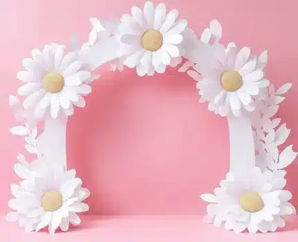 خلفية قوس الأقحوان الوردي – Pink Daisy Arch Backdrop