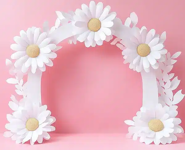 A- (572) خلفية قوس الأقحوان الوردي – Pink Daisy Arch Backdrop - الصورة 1