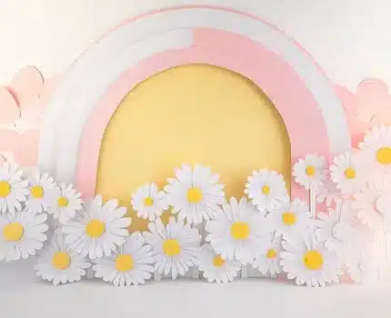 خلفية قوس الأقحوان الوردي – Pink Daisy Arch Backdrop