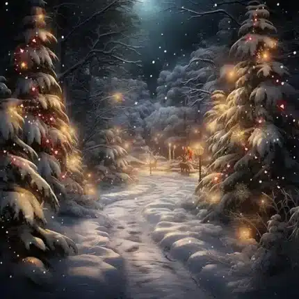 خلفية ليلة الغابة المضيئة