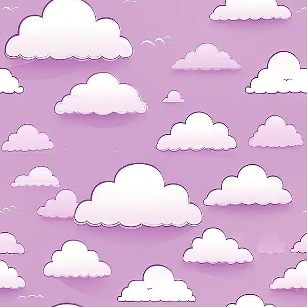 A-238.webp غيوم بيضاء كرتونية على خلفية وردية/بنفسجية