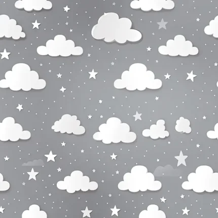 غيوم ونجوم بيضاء على خلفية رمادية