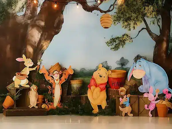 A-61.webp خلفية أطفال A-61 - شخصيات Winnie the Pooh في غابة سحرية