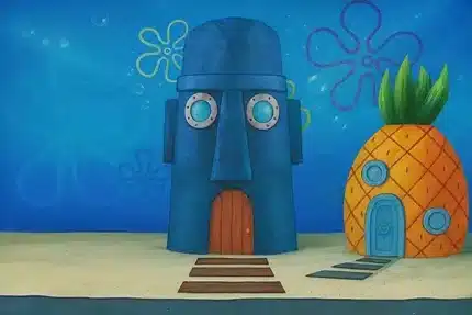 خلفية أطفال A-97 - SpongeBob تحت الماء مع البيت الكمثراة