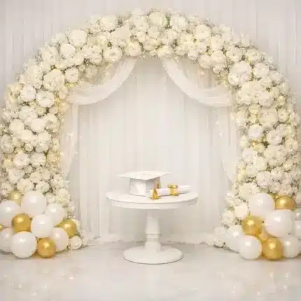 خلفية كلاسيكية A-3137 - طاولة ذهبية مع ورود وكرات