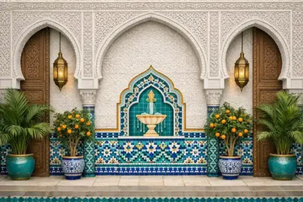خلفية كلاسيكية A-3331 - غرفة تركواز مع ورود