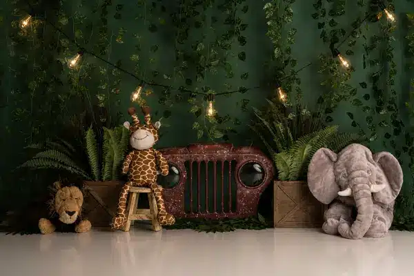 A-4755-600 سفاري غابة وشاحنة جيب#4755 – Jungle Safari Jeep Backdrop - الصورة 1