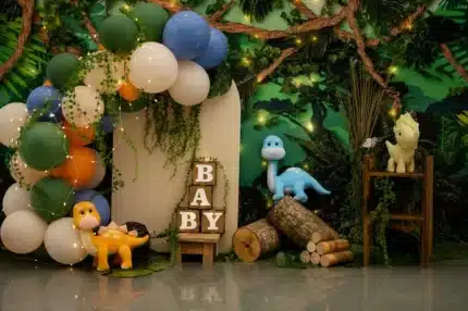 Dinosaur Jungle Baby Shower Backdrop - Allmaie Studio