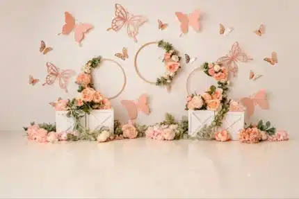 خلفية فراشات أطواق زهور أطفال