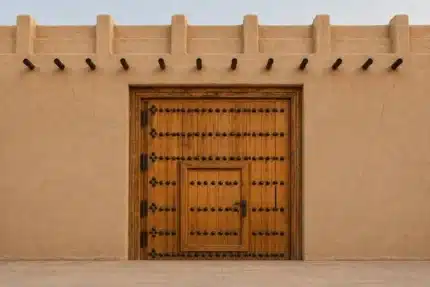 خلفية تراثية جدار حصن وباب خشبي – Fortress Wall Wooden Door Backdrop