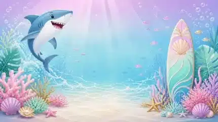 خلفية مياه المحيط للأطفال للتصوير – Underwater Ocean Lagoon Kids Backdrop