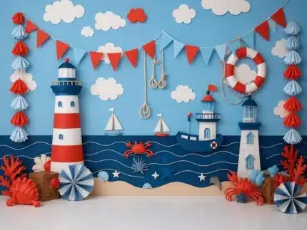 خلفية منارات وقوارب بحرية – Lighthouse Boats Sea Backdrop