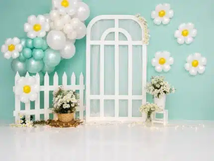 خلفية زهور دمية وبوابة خضراء – daisy-flowers-green-gate-4885